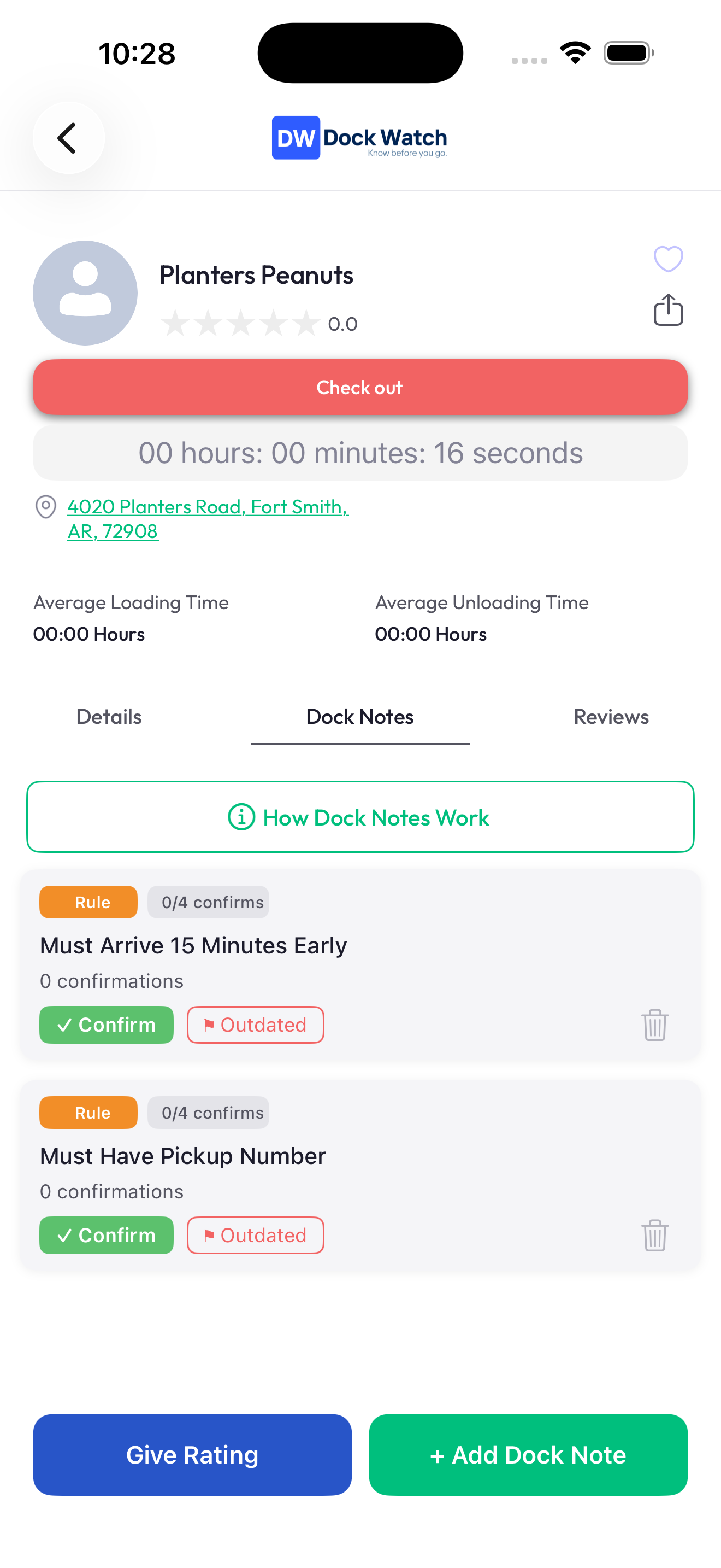 Live check-in timer
