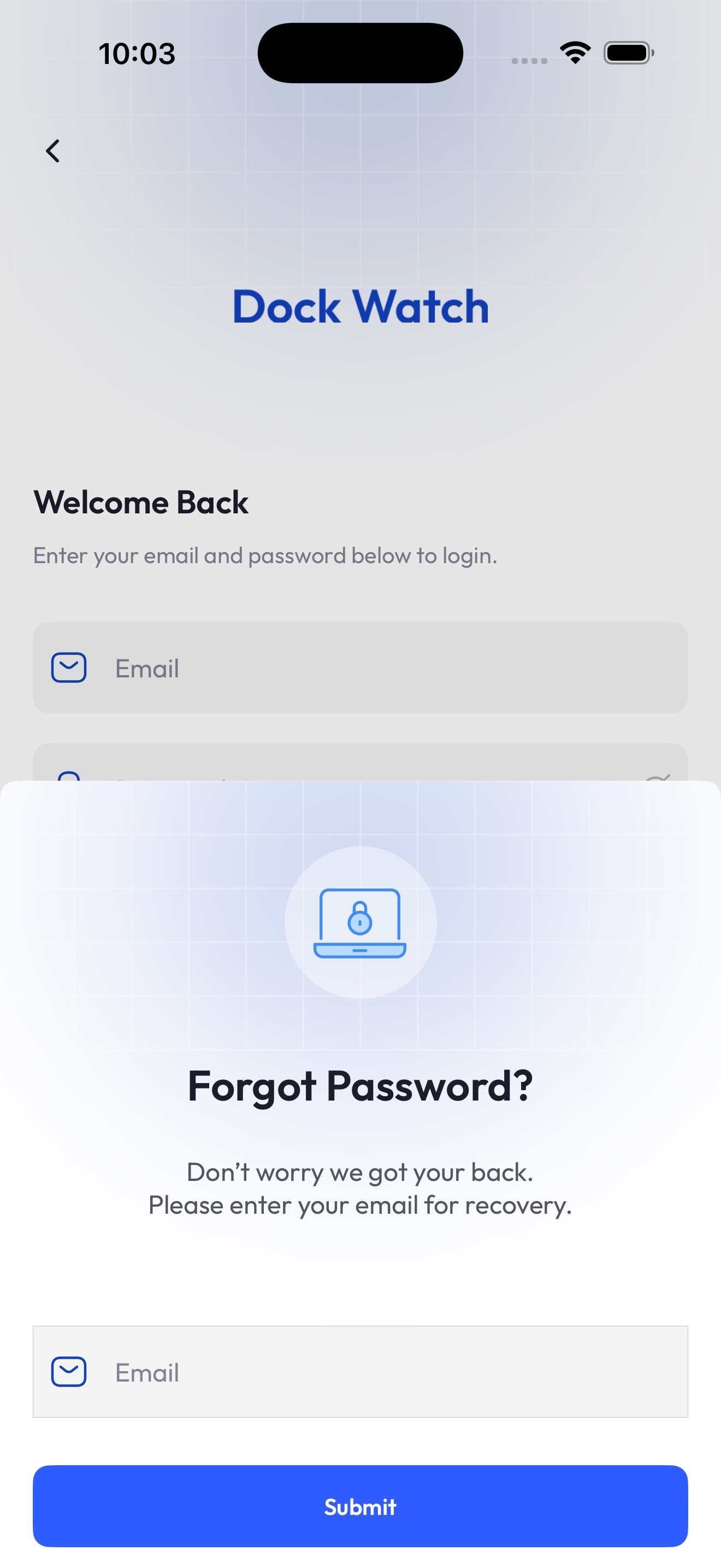 Forgot Password screen